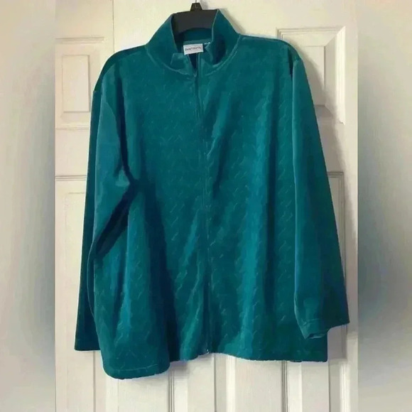 BON WORTH BLUE/ GREEN ZIP UP SWEATER JACKET POCKETS SIZE XL PETITE - Picture 1 of 3